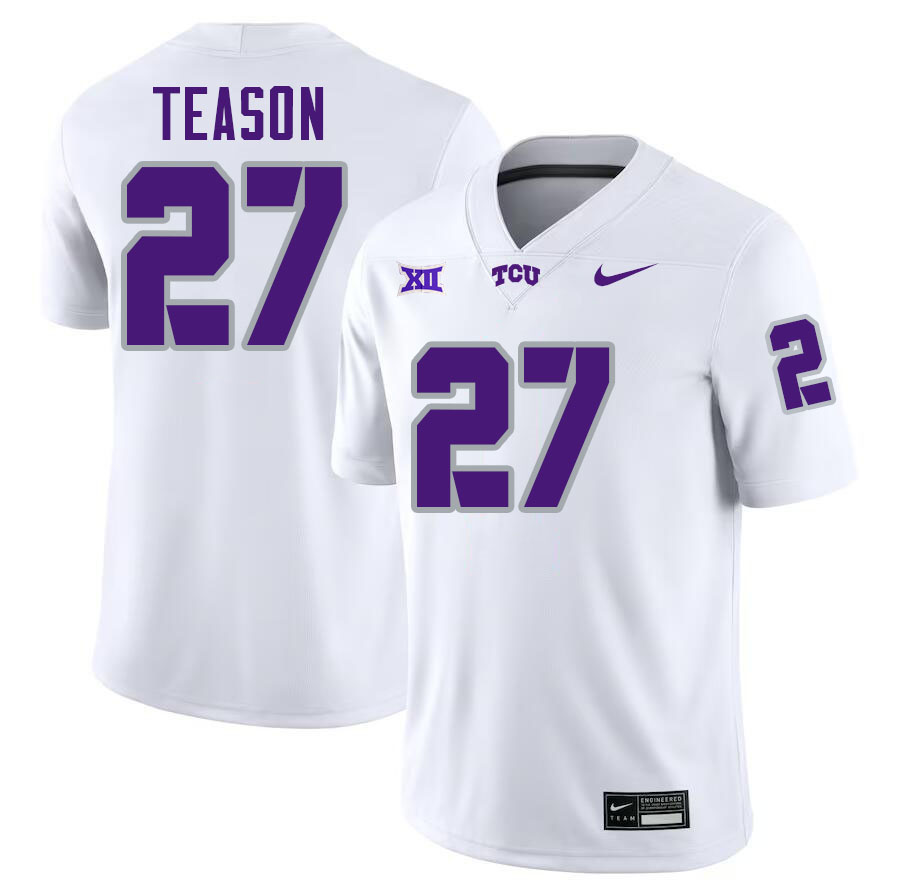 #27 Michael Teason TCU Jersey,Texas Christian University Horned Frogs Football Jersey-White